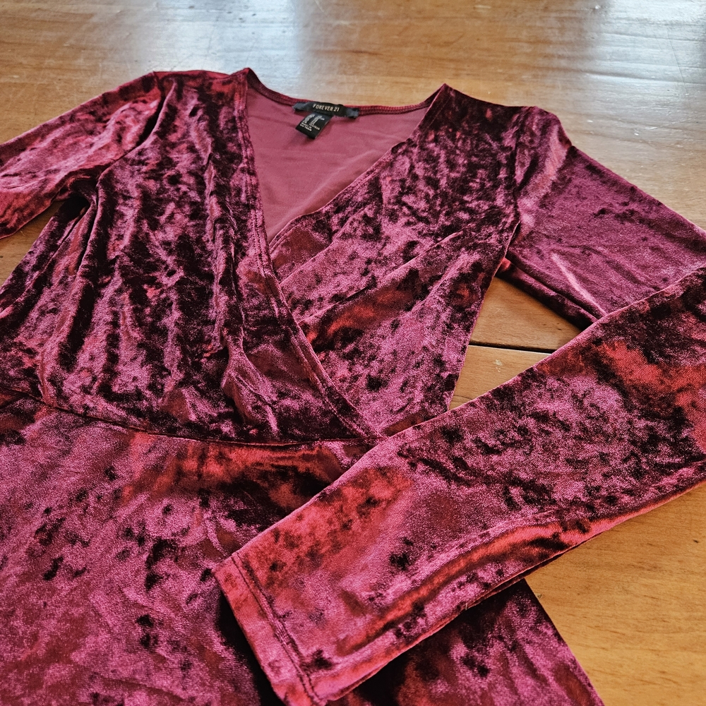 Forever 21 Burgundy Velvet Mini Dress